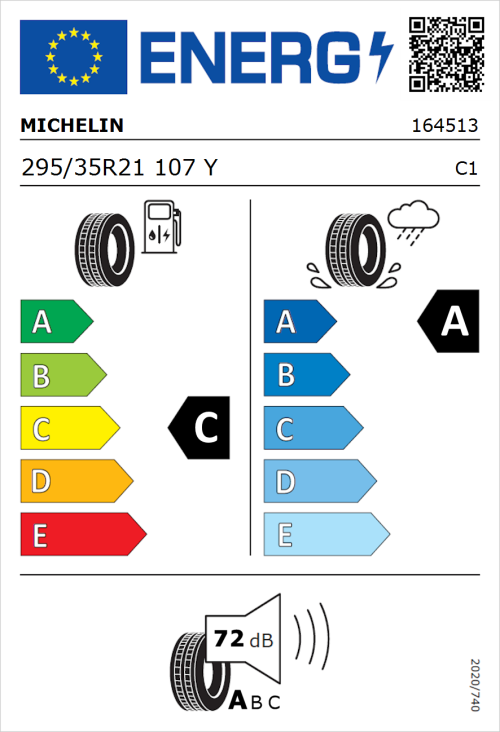 Tyre Label for Michelin Latitude Tour 295/35R21 107Y
